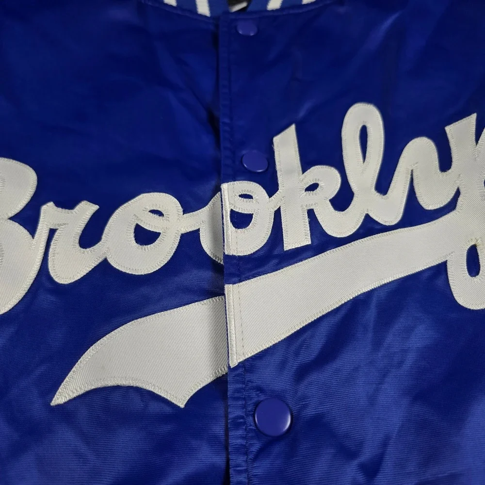 Majestic Cooperstown Collection Mens Blue Brooklyn Dodger Satin Jacket Size XXL